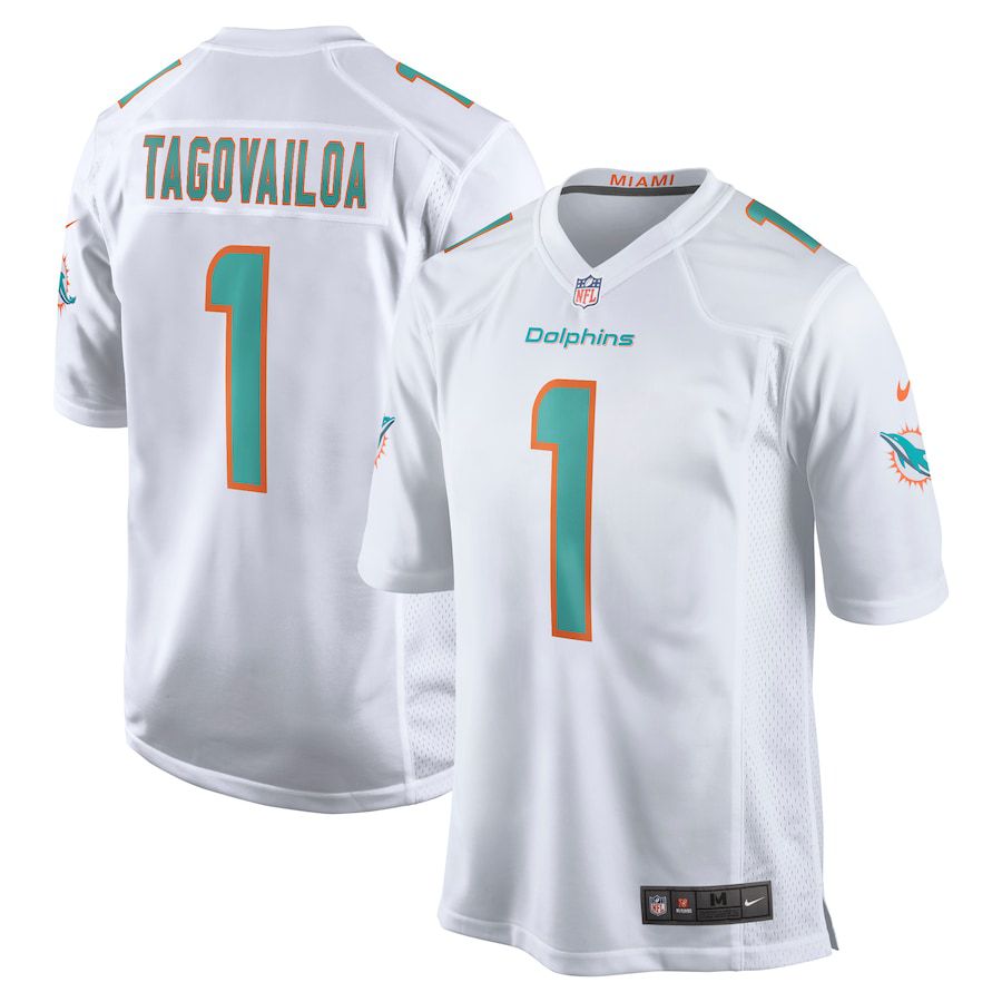 Men Miami Dolphins 1 Tua Tagovailoa Nike White Game NFL Jersey